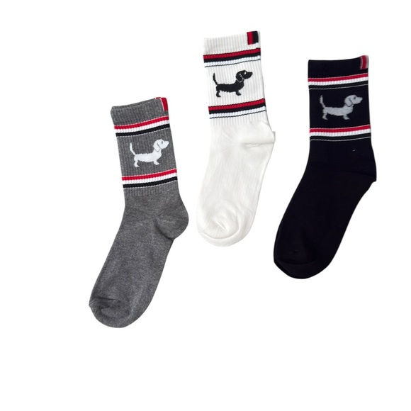 NWT Dachshund Dog Socks Gray, White, and Black Socks Pack of 3 - Picture 1 of 10
